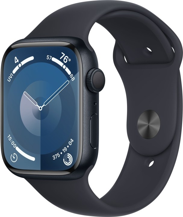 Apple Watch Series 9 (GPS) 45 mm middernachtblauwe aluminium kast en middernachtblauwe sportband, S/M (MR993) in de groep SMARTPHONE & TABLETS / Training, thuis & vrije tijd / Apple Watch & Accessoires / Apple Watch bij TP E-commerce Nordic AB (C77590)