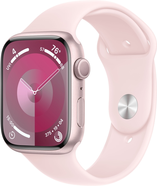 Apple Watch Series 9 (GPS) 45 mm roze aluminium kast en roze sportband, S/M (MR9G3) in de groep SMARTPHONE & TABLETS / Training, thuis & vrije tijd / Apple Watch & Accessoires / Apple Watch bij TP E-commerce Nordic AB (C77596)