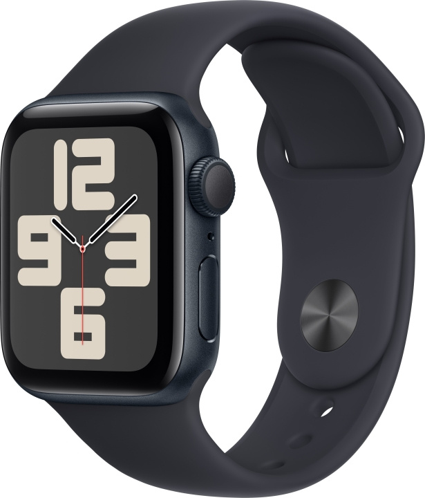 Apple Horloge SE (GPS) 40 mm middernachtblauwe aluminium kast en middernachtblauwe sportband, S/M (MR9X3) in de groep SMARTPHONE & TABLETS / Training, thuis & vrije tijd / Apple Watch & Accessoires / Apple Watch bij TP E-commerce Nordic AB (C77608)