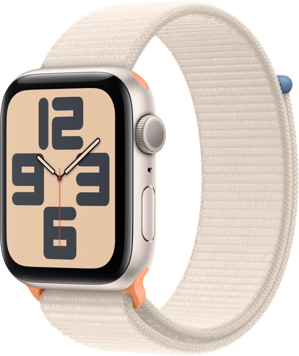 Apple Horloge SE (GPS) 44 mm ster-witte aluminium kast en ster-witte Sport Loop band (MRE63) in de groep SMARTPHONE & TABLETS / Training, thuis & vrije tijd / Apple Watch & Accessoires / Apple Watch bij TP E-commerce Nordic AB (C77618)