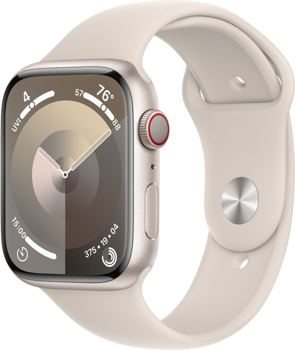 Apple Watch Series 9 (GPS + Cellular) 45 mm ster-witte aluminium horlogekast en ster-witte sportarmband, S/M (MRM83) in de groep SMARTPHONE & TABLETS / Training, thuis & vrije tijd / Apple Watch & Accessoires / Apple Watch bij TP E-commerce Nordic AB (C77628)