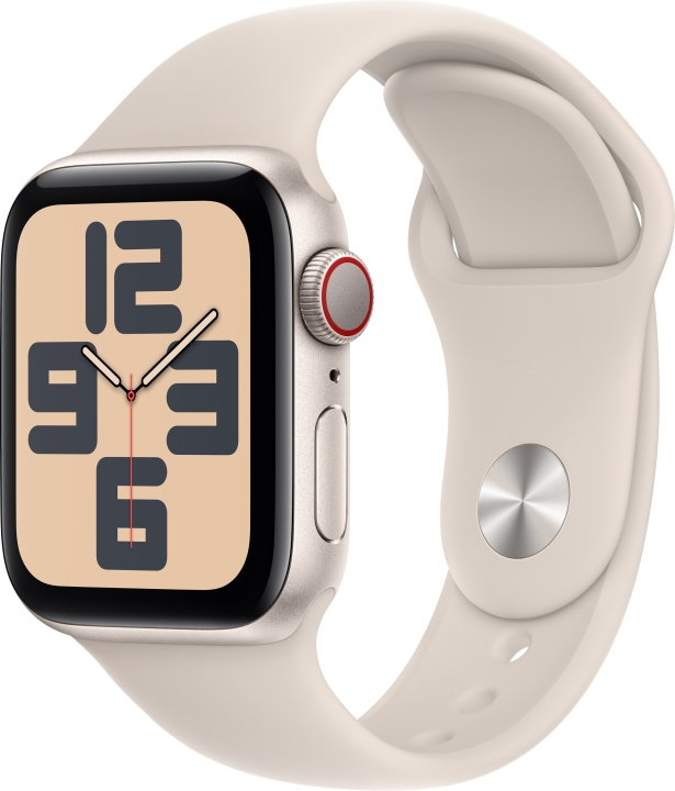 Apple Horloge SE (GPS + Cellular) 40 mm ster-witte aluminium kast en ster-witte sportarmband, S/M (MRFX3) in de groep SMARTPHONE & TABLETS / Training, thuis & vrije tijd / Apple Watch & Accessoires / Apple Watch bij TP E-commerce Nordic AB (C77635)