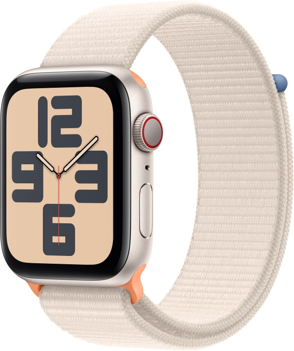 Apple Horloge SE (GPS + Cellular) 44 mm ster-witte aluminium kast en ster-witte Sport Loop band (MRH23) in de groep SMARTPHONE & TABLETS / Training, thuis & vrije tijd / Apple Watch & Accessoires / Apple Watch bij TP E-commerce Nordic AB (C77643)