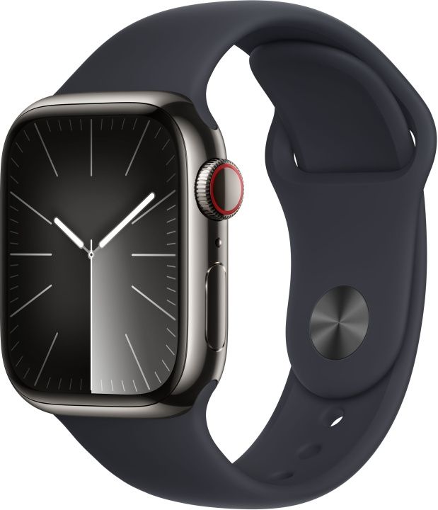 Apple Watch Series 9 (GPS + Cellular) 41 mm grafiet roestvrijstalen kast en middernachtblauwe sportband, S/M (MRJ83) in de groep SMARTPHONE & TABLETS / Training, thuis & vrije tijd / Apple Watch & Accessoires / Apple Watch bij TP E-commerce Nordic AB (C77659)