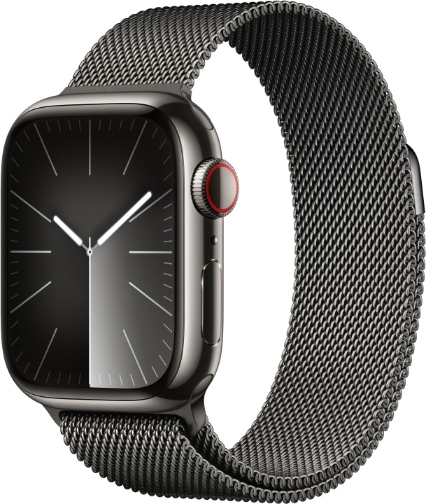 Apple Watch Series 9 (GPS + Cellular) 41 mm grafiet roestvrijstalen kast en grafiet milanese band (MRJA3) in de groep SMARTPHONE & TABLETS / Training, thuis & vrije tijd / Apple Watch & Accessoires / Apple Watch bij TP E-commerce Nordic AB (C77663)