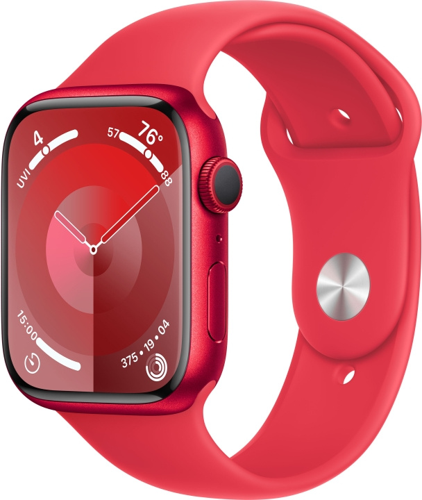 Apple Watch Series 9 (GPS) 45 mm rode (PRODUCT)RED aluminium kast en rode (PRODUCT)RED sportarmband, S/M (MRXJ3) in de groep SMARTPHONE & TABLETS / Training, thuis & vrije tijd / Apple Watch & Accessoires / Apple Watch bij TP E-commerce Nordic AB (C77670)