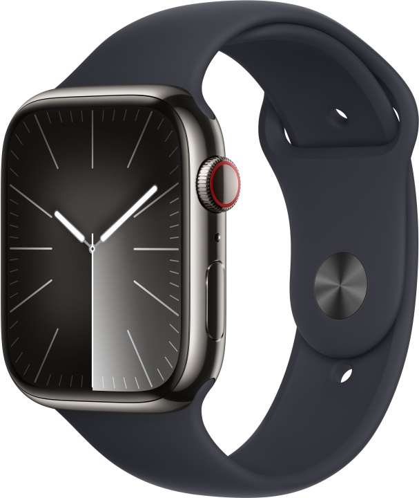 Apple Watch Series 9 (GPS + Cellular) 45 mm grafiet roestvrijstalen kast en middernachtblauwe sportband, S/M (MRMV3) in de groep SMARTPHONE & TABLETS / Training, thuis & vrije tijd / Apple Watch & Accessoires / Apple Watch bij TP E-commerce Nordic AB (C77680)