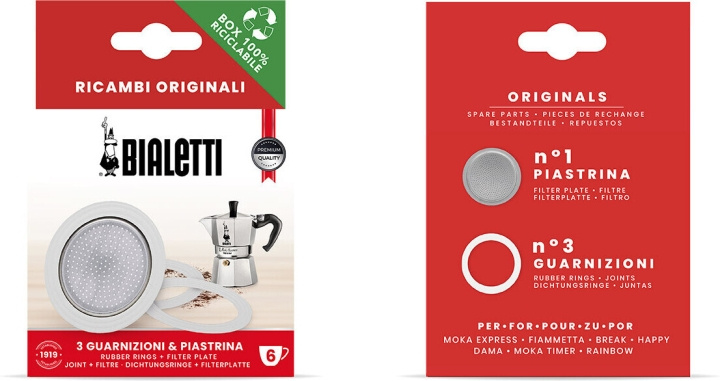 Bialetti onderdelen set, Moka Express 6 kopjes in de groep HUISHOUDEN & TUIN / Huishoudelijke apparaten / Koffiezetapparaten en accessoires / Filters & Accessoires bij TP E-commerce Nordic AB (C78054)