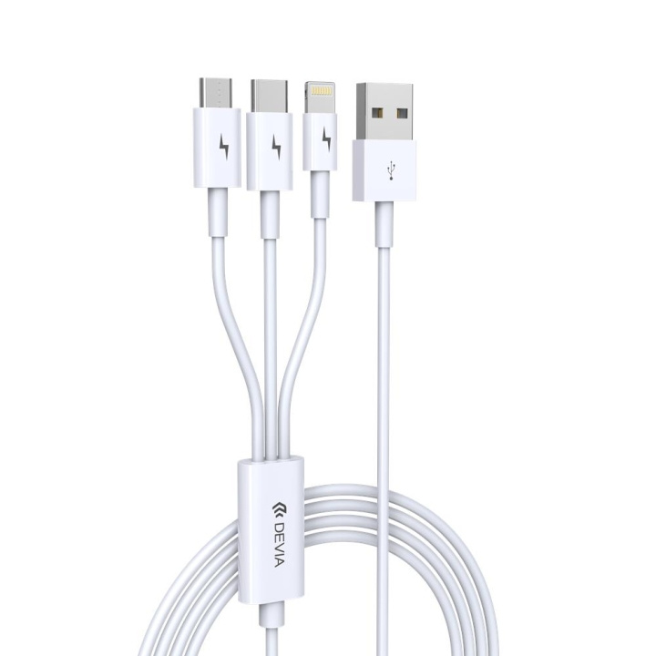 Devia kabel 3in1 Smart EC141 USB - Lightning + USB-C + MicroUSB 1,2 m 2A vit in de groep SMARTPHONE & TABLETS / Opladers & Kabels / Kabels / Kabels Lightning bij TP E-commerce Nordic AB (C78537)