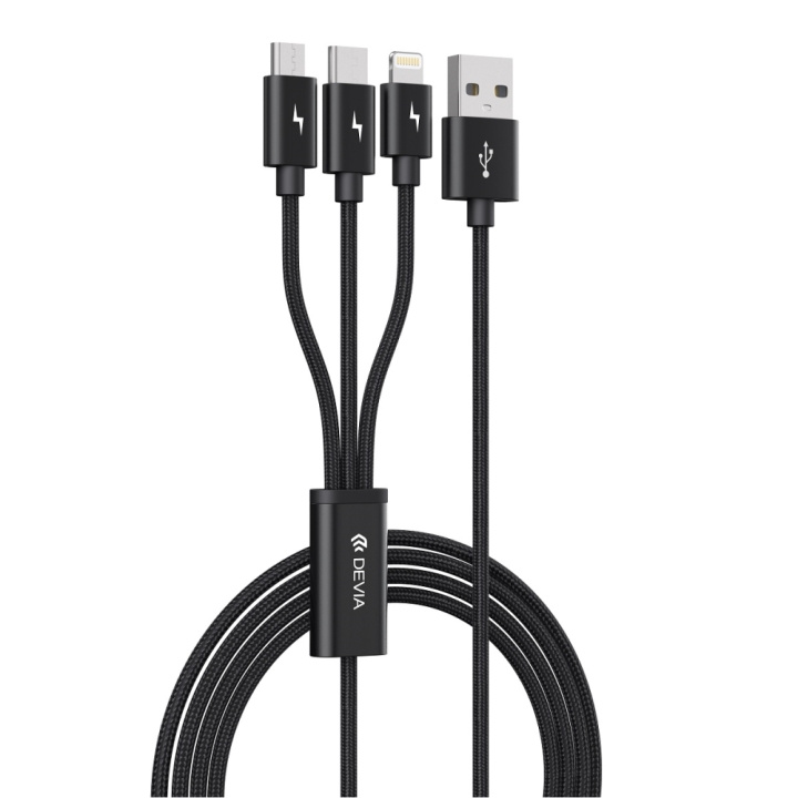 Devia kabel 3in1 Gracious EC048 USB - Lightning + USB-C + MicroUSB 1,2 m 3A svart in de groep SMARTPHONE & TABLETS / Opladers & Kabels / Kabels / Kabels Lightning bij TP E-commerce Nordic AB (C78602)