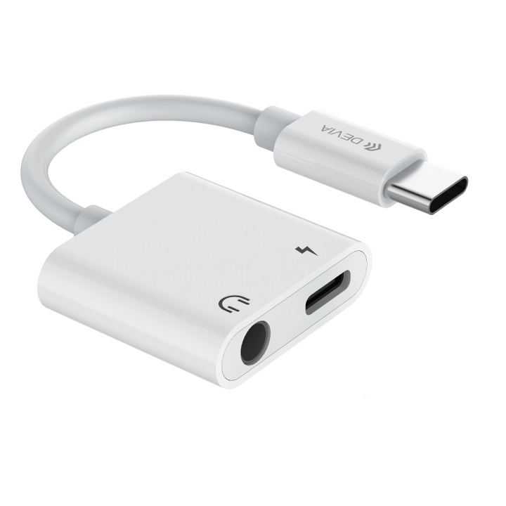 Devia adapter EC610 USB-C - USB-C (port) + jack 3,5mm (port) vit in de groep HOME ELECTRONICS / Kabels & Adapters / Audio Analoog / Adapters bij TP E-commerce Nordic AB (C78656)