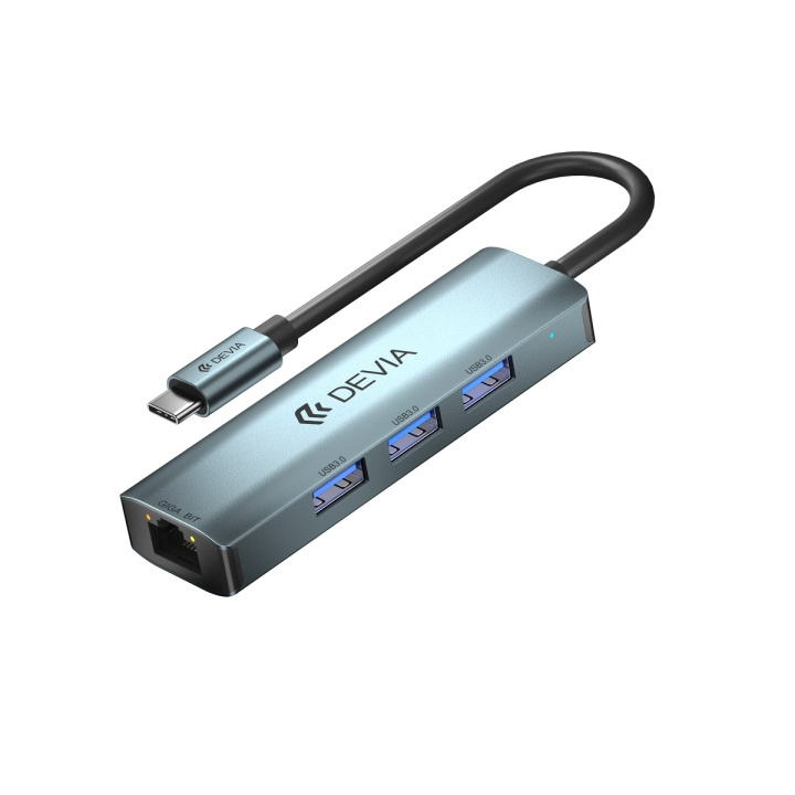 Devia adapter HUB 4in1 EC621 USB-C 3.1 till 3x USB 3.0 + RJ45 djupgrå in de groep COMPUTERS & RANDAPPARATUUR / Computeraccessoires / USB-hubs bij TP E-commerce Nordic AB (C78658)