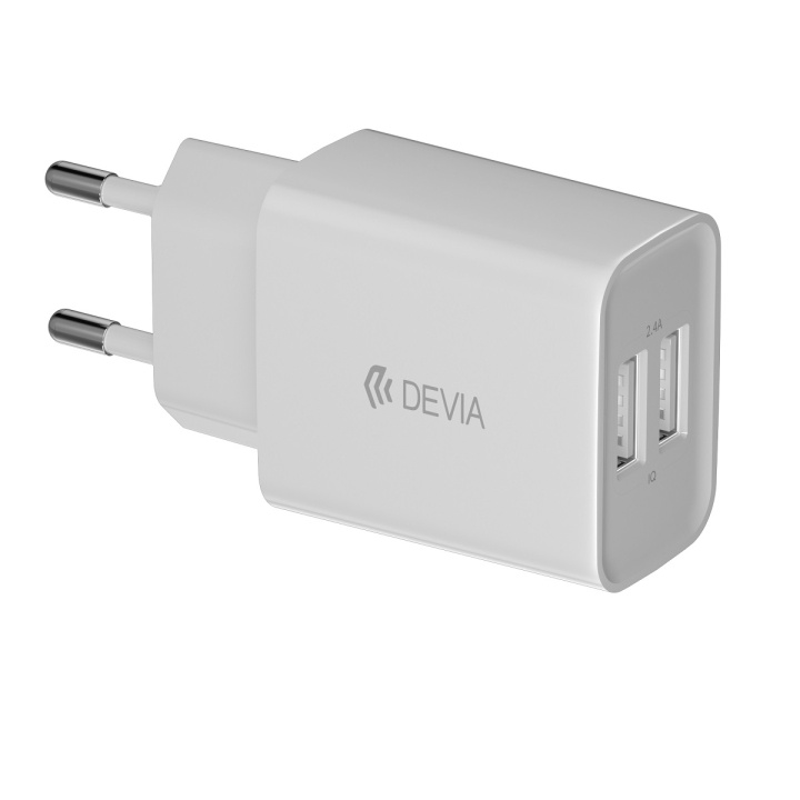 Devia väggladdare Smart 2x USB 2,4A vit in de groep SMARTPHONE & TABLETS / Opladers & Kabels / Wandoplader / Wandoplader USB bij TP E-commerce Nordic AB (C78660)