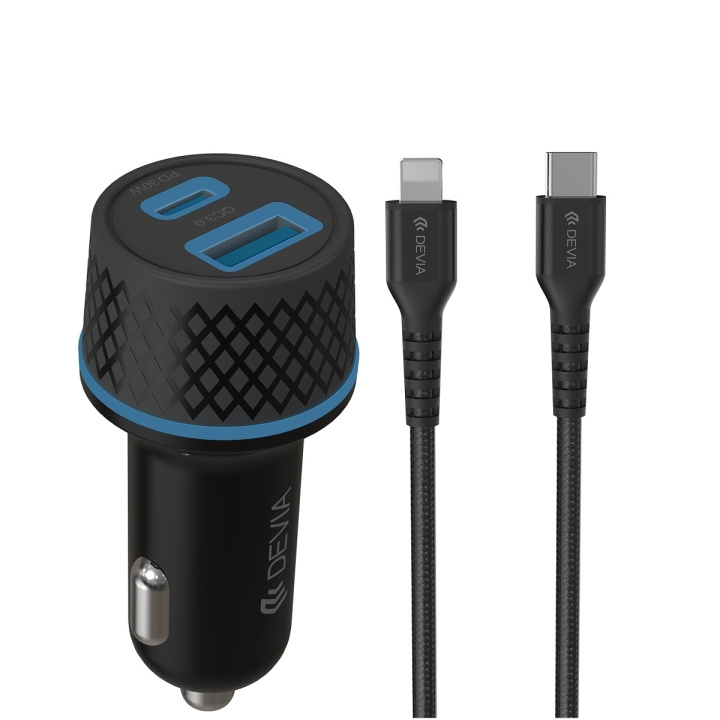 Devia billaddare Extreme PD QC 1x USB-C 1x USB 52,5W svart + USB-C - Lightning-kabel in de groep SMARTPHONE & TABLETS / Opladers & Kabels / Autoladers / Autoladers Type-C bij TP E-commerce Nordic AB (C78663)