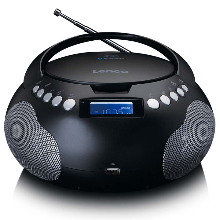 Lenco Draagbare radio CD/MP3 met USB en Bluetooth Zwart in de groep HOME ELECTRONICS / Audio & Beeld / Thuisbioscoop, Hifi en Draagbaar / Radio & Wekkers / Draadloze audiozender bij TP E-commerce Nordic AB (C78728)