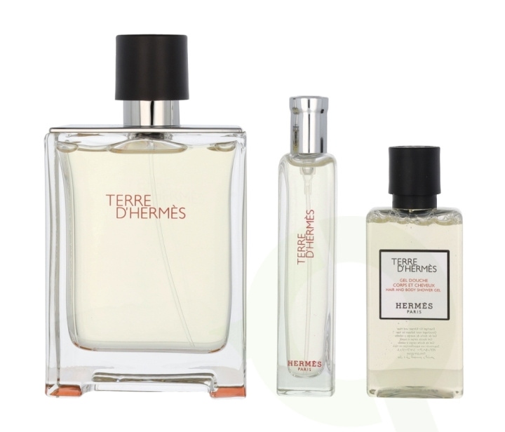 Hermes Terre D\'Hermes Giftset 155 ml Edt Spray 100/Edt Spray 15ml/Hair and Body Shower Gel in de groep BEAUTY & HEALTH / Cadeausets / Cadeausets voor hem bij TP E-commerce Nordic AB (C79028)