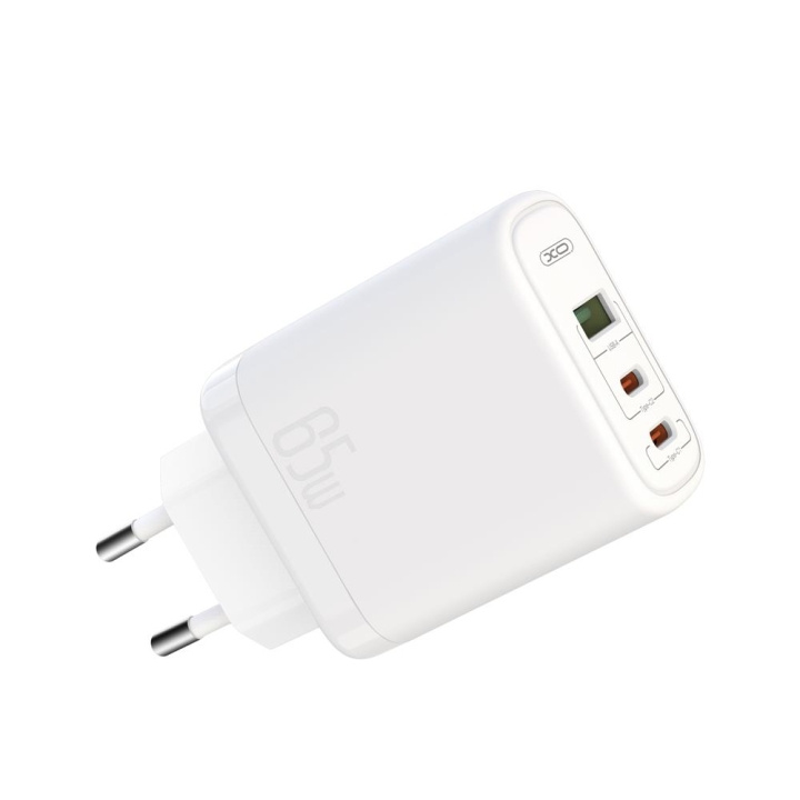 XO väggladdare CE04 PD 65W 2x USB-C 1x USB vit in de groep SMARTPHONE & TABLETS / Opladers & Kabels / Wandoplader / Wandoplader USB bij TP E-commerce Nordic AB (C79196)