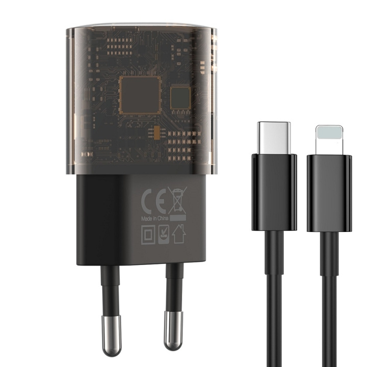 XO Clear väggladdare CE05 PD 30W QC 3.0 18W 1x USB 1x USB-C brun + USB-C - Lightning-kabel in de groep SMARTPHONE & TABLETS / Opladers & Kabels / Autoladers / Autoladers Lightning bij TP E-commerce Nordic AB (C79209)