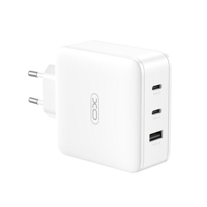 XO väggladdare CE14 PD QC 3.0 100W 1x USB 2x USB-C vit in de groep SMARTPHONE & TABLETS / Opladers & Kabels / Wandoplader / Wandoplader Type C bij TP E-commerce Nordic AB (C79275)