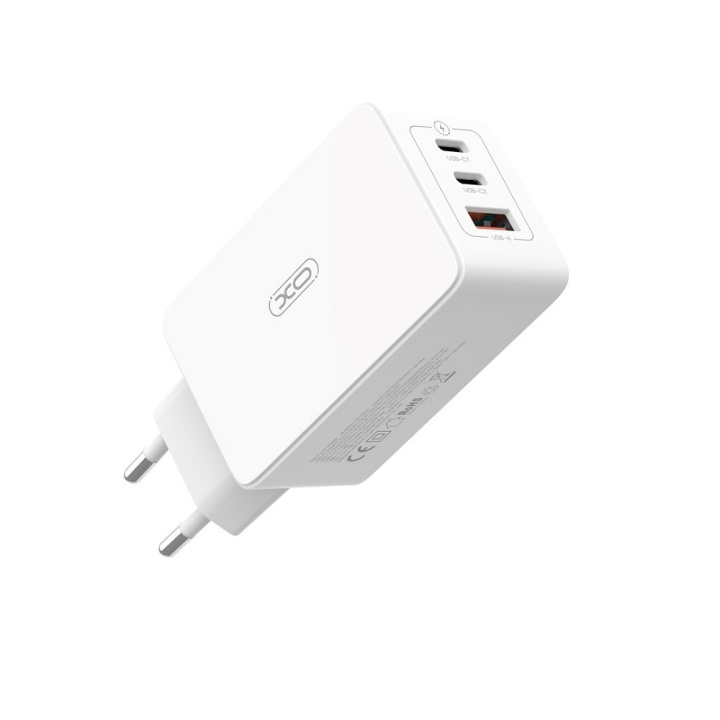 XO väggladdare CE13 PD QC 3.0 65W 1x USB 2x USB-C vit in de groep SMARTPHONE & TABLETS / Opladers & Kabels / Wandoplader / Wandoplader Type C bij TP E-commerce Nordic AB (C79276)