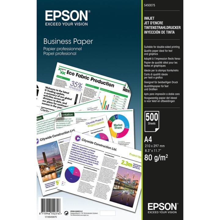 Epson A4 Business Paper 80gsm 500 Ark in de groep HUISHOUDEN & TUIN / Kantoormateriaal / Papier & Blokken bij TP E-commerce Nordic AB (C79452)