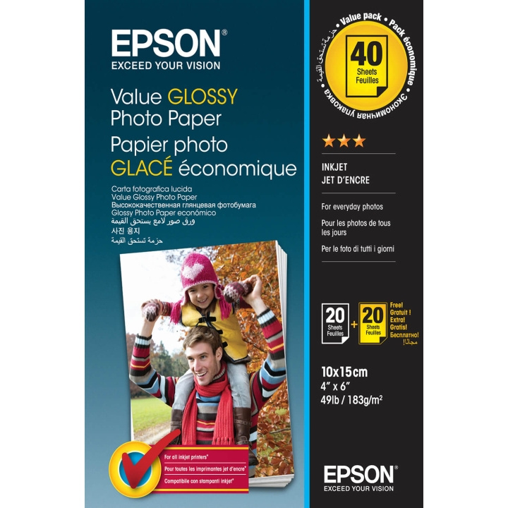 Epson 10x15 Value Glossy Photo Paper 10x15cm - 2x 20 Ark in de groep HUISHOUDEN & TUIN / Kantoormateriaal / Papier & Blokken bij TP E-commerce Nordic AB (C79454)