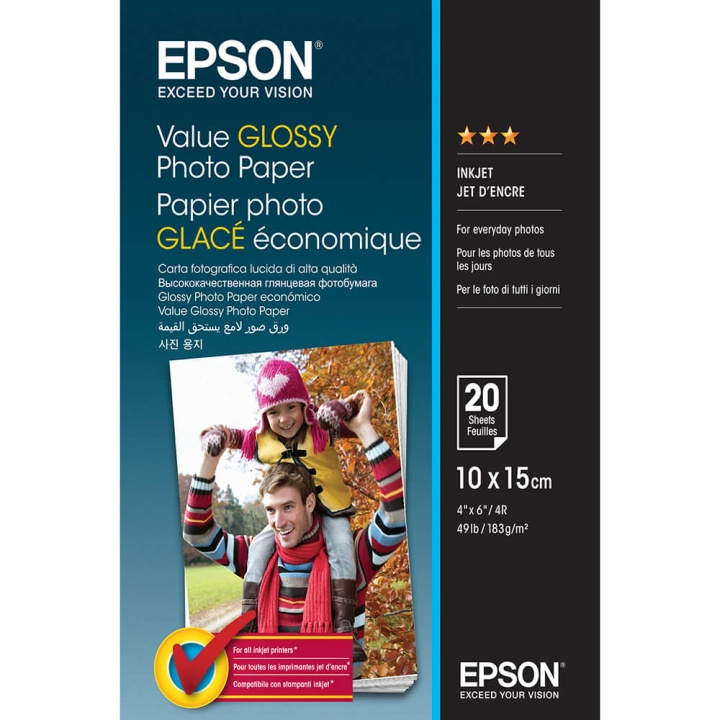 Epson 10x15 Value Glossy Photo Paper 10x15cm - 20 Ark in de groep HOME ELECTRONICS / Foto & Video / Fotoapparatuur / Overige bij TP E-commerce Nordic AB (C79455)