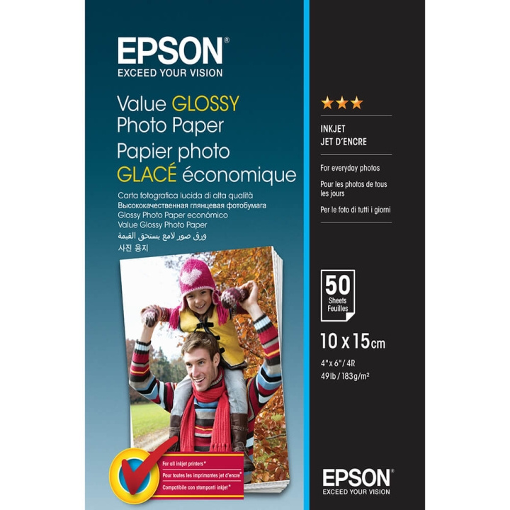 Epson 10x15 Value Glossy Photo Paper 10x15cm - 50 Ark in de groep HUISHOUDEN & TUIN / Kantoormateriaal / Papier & Blokken bij TP E-commerce Nordic AB (C79456)