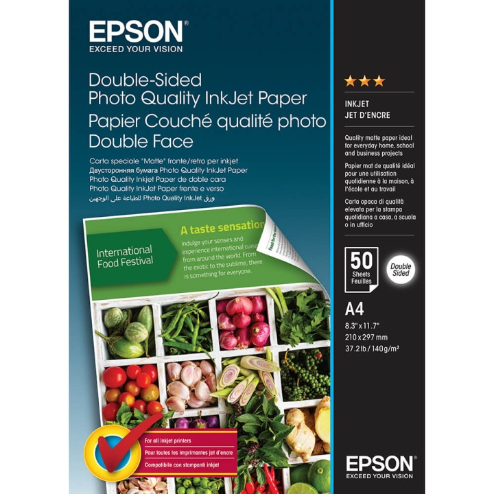 Epson A4 Double-Sided Photo Quality Inkjet Paper - A4 - 50 Ark in de groep HUISHOUDEN & TUIN / Kantoormateriaal / Papier & Blokken bij TP E-commerce Nordic AB (C79459)