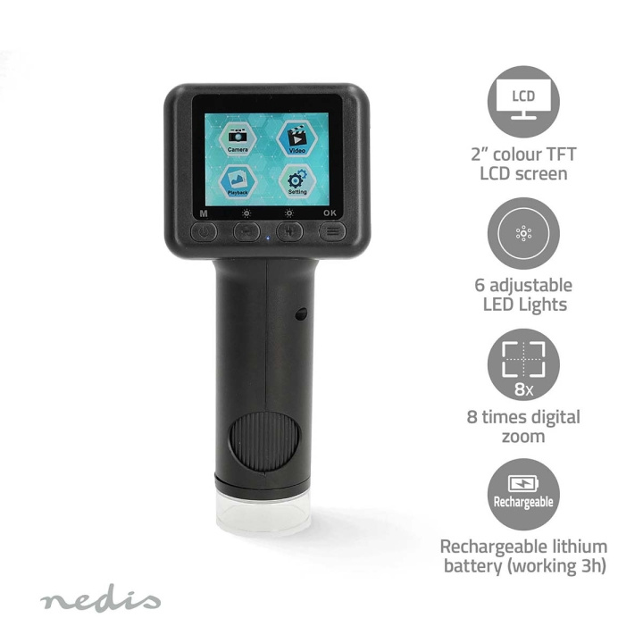 Nedis Microscoopcamera | 1080p@30fps | 48 MPixel | Zoom: 8 x | Vergroting: 500 x | Scherm grootte: 2 