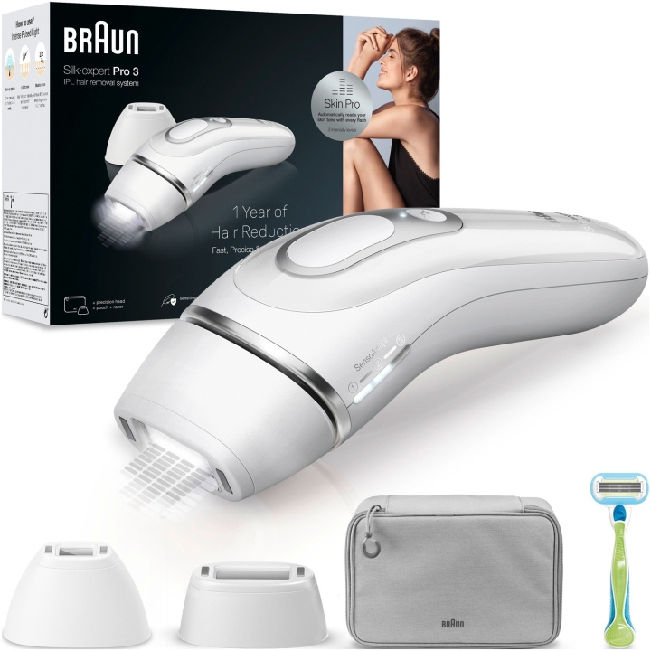 Braun IPL Silk-expert Pro 3 PL3122 Silver/White in de groep BEAUTY & HEALTH / Haar & Styling / Ontharing / IPL en laser bij TP E-commerce Nordic AB (C79527)