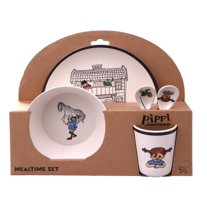 Barbo Toys Pippi 100% Melamine 5-delig pakket (bord, kom, beker, 2 lepels) in de groep SPEELGOED, KINDER- & BABYPRODUCTEN / Eten & Drinken / Kinderservies bij TP E-commerce Nordic AB (C79751)