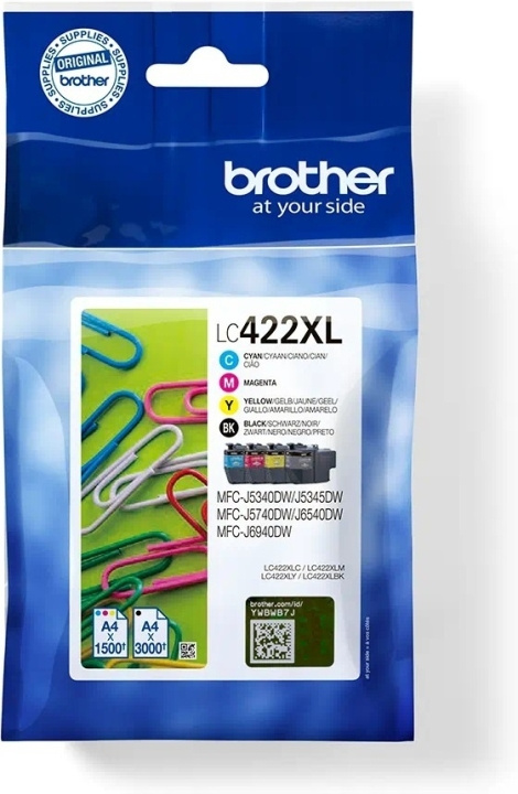 Brother LC422XLVALDR inktcartridge pakket, 4 kleuren in de groep COMPUTERS & RANDAPPARATUUR / Printers & Accessoires / Inkt & Toner / Inktpatronen / Brother bij TP E-commerce Nordic AB (C80318)