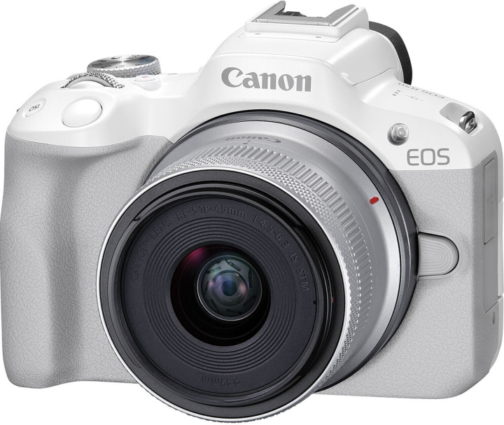 Canon EOS R50 systeemcamera, wit + 18-45 mm objectief in de groep HOME ELECTRONICS / Foto & Video / Camera\'s bij TP E-commerce Nordic AB (C80363)