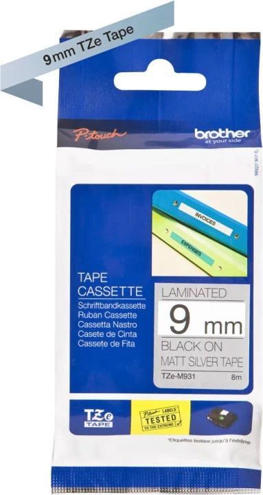 Brother TZE-M921 kleefband, 9 mm x 8 m, zwart met zilveren achtergrond in de groep COMPUTERS & RANDAPPARATUUR / Printers & Accessoires / Printers / Label machines & Accessoires / Tape bij TP E-commerce Nordic AB (C80365)