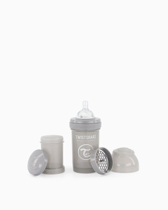 Twistshake Antikoliek Babyfles Pastel Grijs 180 ml in de groep SPEELGOED, KINDER- & BABYPRODUCTEN / Eten & Drinken / Babyflessen & Accessoires bij TP E-commerce Nordic AB (C81002)