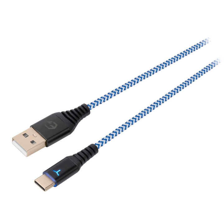 EgoGear Kabel SCH10 Vit/Blå Typ-C 3m Flätad för PS5 in de groep HOME ELECTRONICS / Spelconsoles en accessoires / Sony PlayStation 5 bij TP E-commerce Nordic AB (C81325)