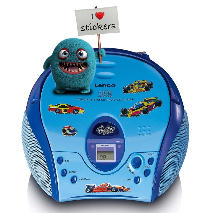 Lenco Boombox met CD-speler FM-radio en stickers Blauw in de groep HOME ELECTRONICS / Audio & Beeld / Thuisbioscoop, Hifi en Draagbaar / Radio & Wekkers / Draadloze audiozender bij TP E-commerce Nordic AB (C81437)