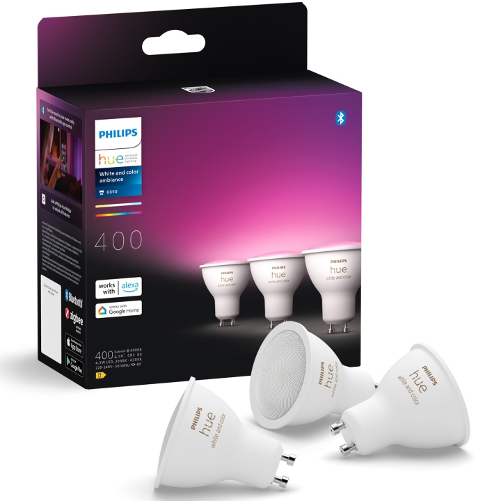 Philips Hue White and Color Ambiance GU10 400lm 3-pack in de groep HOME ELECTRONICS / Verlichting / LED-lampen bij TP E-commerce Nordic AB (C81445)