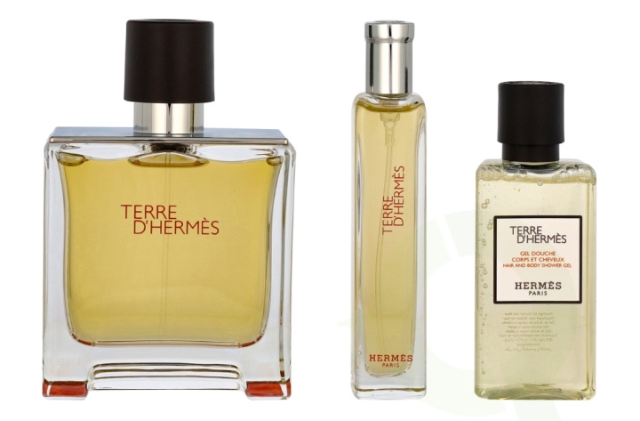 Hermes Terre D\'Hermes Giftset 130 ml Edp Spray 75ml/Edp Spray 15ml/Shower Gel 40ml in de groep BEAUTY & HEALTH / Cadeausets / Cadeausets voor hem bij TP E-commerce Nordic AB (C81602)