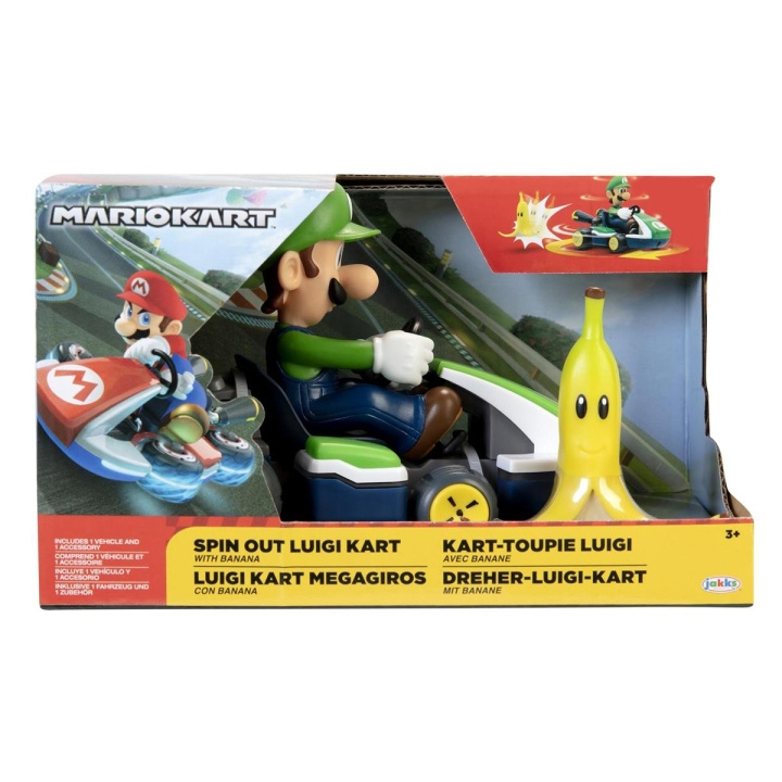 JAKKS Pacific Super Mario 2,5 Inch Spin Out Mario Kart Luigi in de groep SPEELGOED, KINDER- & BABYPRODUCTEN / Speelgoed / Speelgoedauto\'s bij TP E-commerce Nordic AB (C81819)