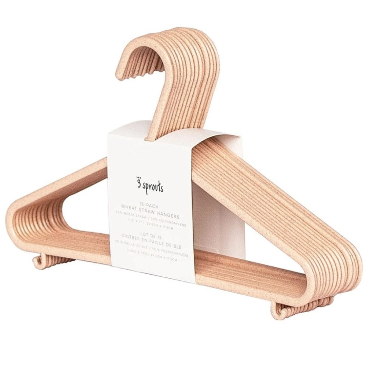 3 Sprouts Kleerhanger van tarwestro 15 stuks Rosa in de groep SPEELGOED, KINDER- & BABYPRODUCTEN / Kinderkamer / Opslag bij TP E-commerce Nordic AB (C82599)