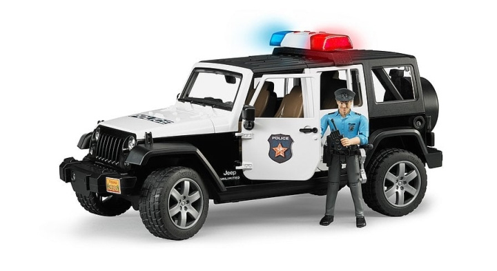 Bruder Jeep Wrangler Unlimited Rubicon Politievoertuig met politieagent (02526) in de groep SPORT, VRIJE TIJD & HOBBY / Hobby / Kunststof modellen / Auto\'s bij TP E-commerce Nordic AB (C83601)