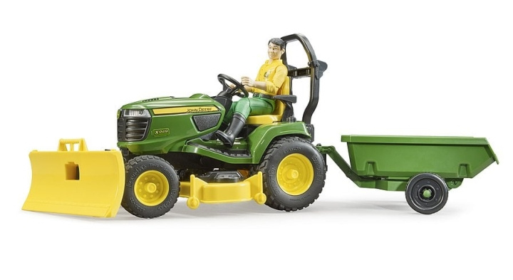 Bruder BWorld John Deere tuintrekker met aanhanger en tuinmachine (62104) in de groep SPEELGOED, KINDER- & BABYPRODUCTEN / Speelgoed / Speelgoed bij TP E-commerce Nordic AB (C83607)