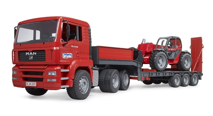 Bruder MAN TGA vrachtwagen met dieplader & Manitou verreiker (02774) in de groep SPEELGOED, KINDER- & BABYPRODUCTEN / Speelgoed / Speelgoedauto\'s bij TP E-commerce Nordic AB (C83665)