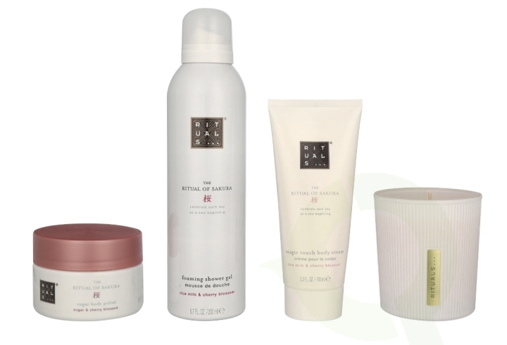 Rituals Sakura Medium Set 565 ml Body Cream 100ml/Scented Candle 140g/Body Scrub 125g/Foaming Shower Gel 200ml in de groep BEAUTY & HEALTH / Cadeausets / Cadeausets voor haar bij TP E-commerce Nordic AB (C84523)