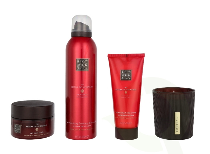 Rituals Ayurveda Set 565 ml Salt Body Scrub 125gr/Body Cream 100ml/Foaming Shower Gel 200ml/Scented Candle 140gr in de groep BEAUTY & HEALTH / Cadeausets / Cadeausets voor haar bij TP E-commerce Nordic AB (C84534)