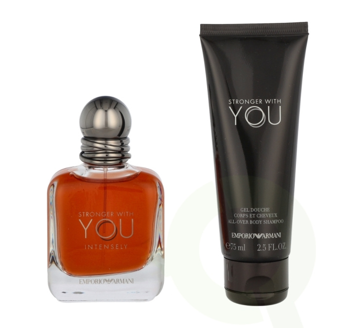 Armani Stronger With You Intensely Giftset 125 ml Edp Spray Intense 50ml/All Over Body Shampoo 75ml in de groep BEAUTY & HEALTH / Cadeausets / Cadeausets voor hem bij TP E-commerce Nordic AB (C85058)