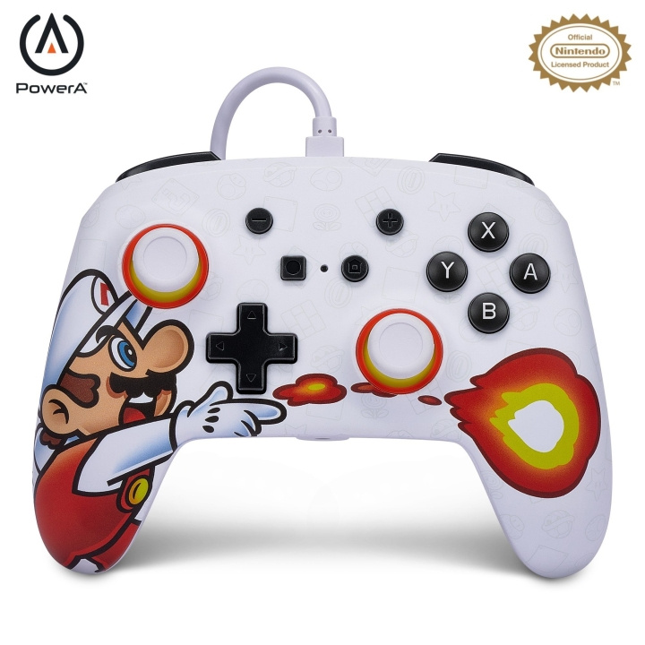 PowerA Verbeterde bedrade controller voor Nintendo Switch - Fireball Mario in de groep HOME ELECTRONICS / Spelconsoles en accessoires / Nintendo Switch bij TP E-commerce Nordic AB (C85692)