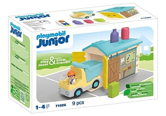 Playmobil JUNIOR: Bouwvrachtwagen met garage (71686) in de groep SPEELGOED, KINDER- & BABYPRODUCTEN / Speelgoed / Speelgoed bij TP E-commerce Nordic AB (C86051)